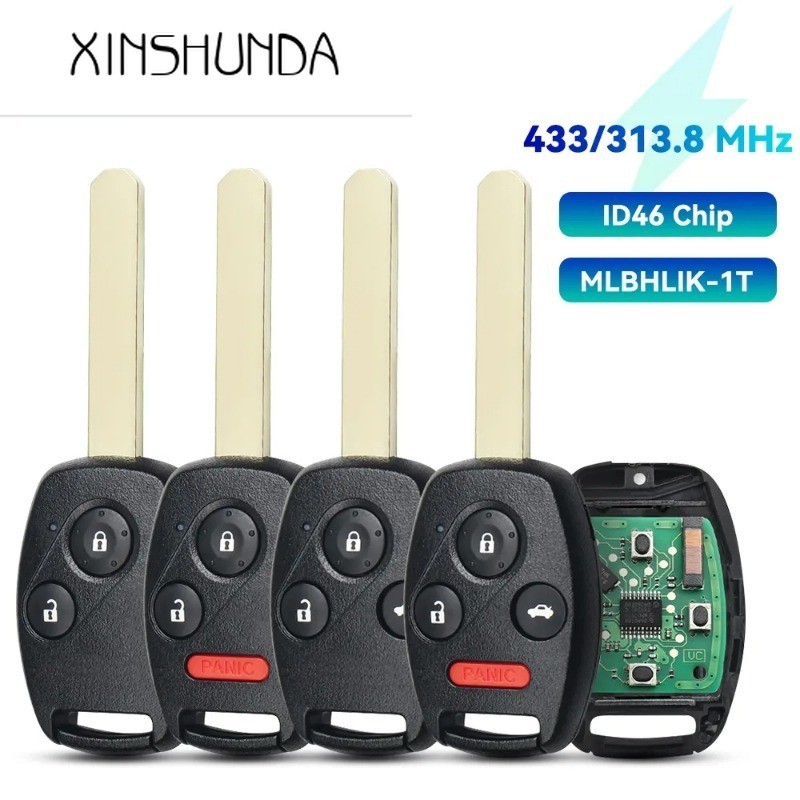 XSD 313.8Mhz 433Mhz Remote Key สําหรับ Honda CR-V Accord City Fit 2008 2009 2010 2011 2012 MLBHLIK-1T ID46 ชิปกุญแจรถ Fob HON66