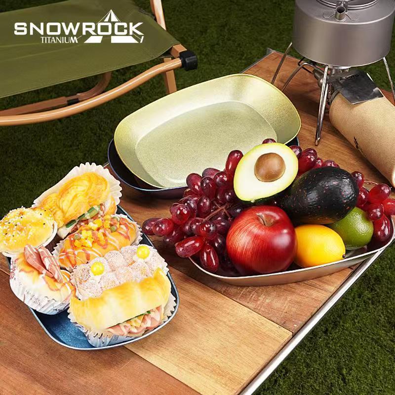 97% Titanium SNOW ROCK Pure Titanium Ice Flower จานปลานึ่ง Food Grade Premium Extra หนาพิเศษจานผลไม้