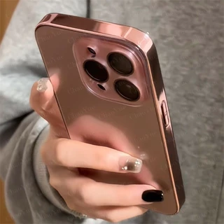 หรูหรา Electroplated Nano Rose Gold Glass เคสโทรศัพท์สําหรับ IPhone 17 16 14 13 12 11 15 Pro Max Ice Sensation คริสตัลเลนส์ป้องกันกรณีกันกระแทก