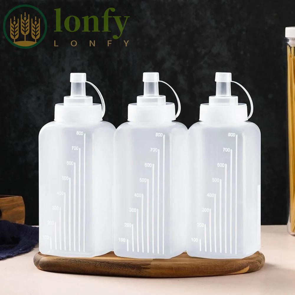LONFY 800/1000ml ขวดบีบซอส, ขวดใส่เครื่องปรุง PE กันฝุ่น, อุปกรณ์ครัวขนมหวานขวดจ่ายป้องกันการรั่ว