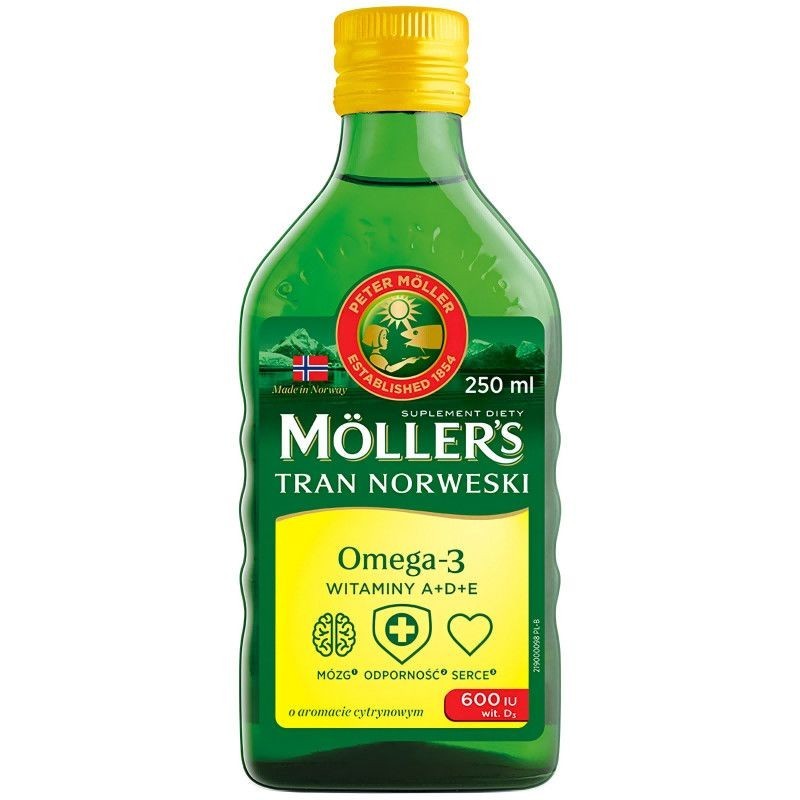 ** นอร์เวย์นําเข้าภาษาโปลิชคํารุ่น Mollers Cod Liver Oil Mollers Liquid Fish Oil ผู้ใหญ่เด็ก DHA250m