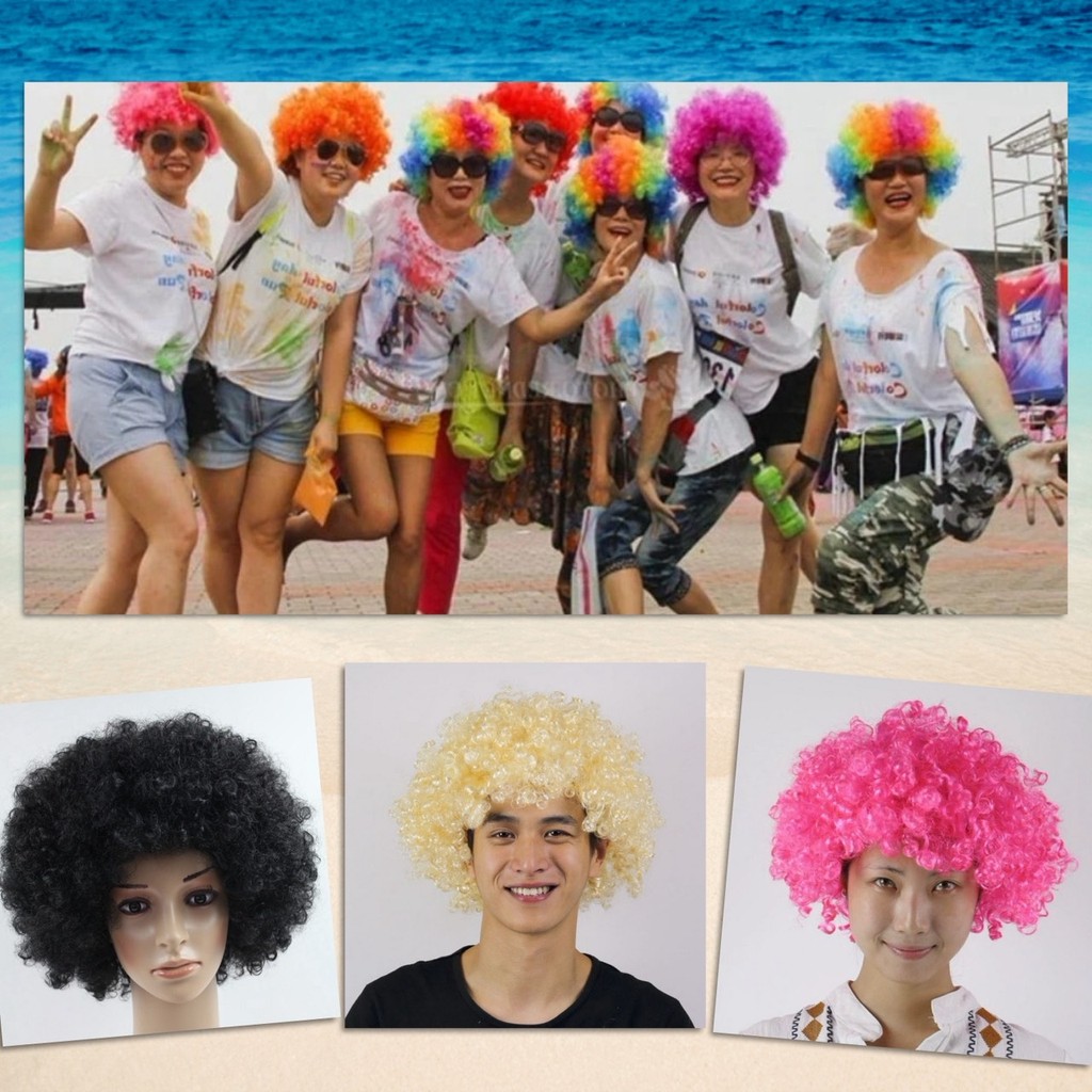 🌸 วิกผม Afro วิกฟู วิกผมหยิก รุ่นฟูพิเศษ แอโฟร แฟนซี แฮร์พีช ตัวตลก แอฟโฟร่ ผมปลอม หัวฟู เกรดพรีเมี่ยม 🌸