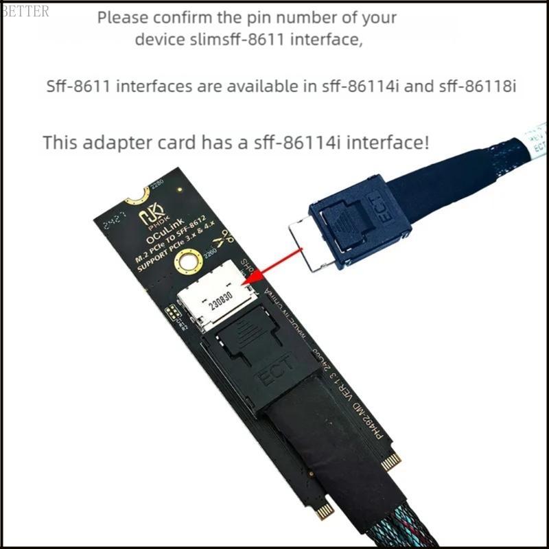 BETT U 2 U 3 SSDs การ์ดขยายผ่าน M 2 NVMe Slot ChipFree Oculink Converters PCIe4 0 รองรับ