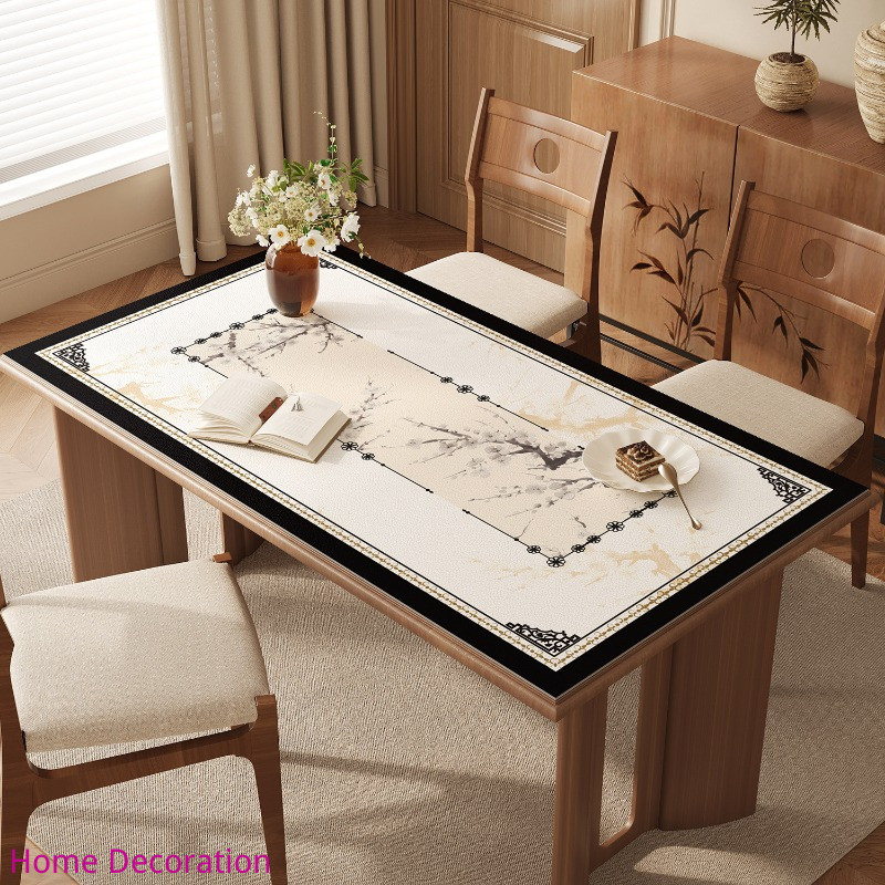 Simple Retro หนังตารางหรูหราตกแต่งบ้าน Pvc ผ้าปูโต๊ะห้องนั่งเล่นสวมใส่ป้องกัน Mat