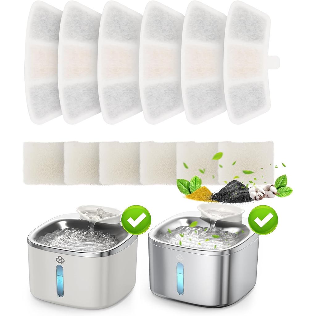 6 ชิ้นเปลี่ยนตัวกรองสําหรับ PW03 3.5L สแตนเลสน้ําพุแมว (สําหรับน้ําพุรุ่น PW03, B0DFWBHVLR,B0DSJ9F3M