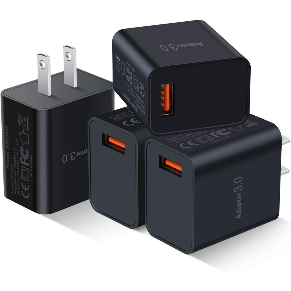 Fast Charge 3.0 USB Wall Charger [4-Pack] 5V 3A Fast Charging Block 18W QC Power Adapter สําหรับแท่น