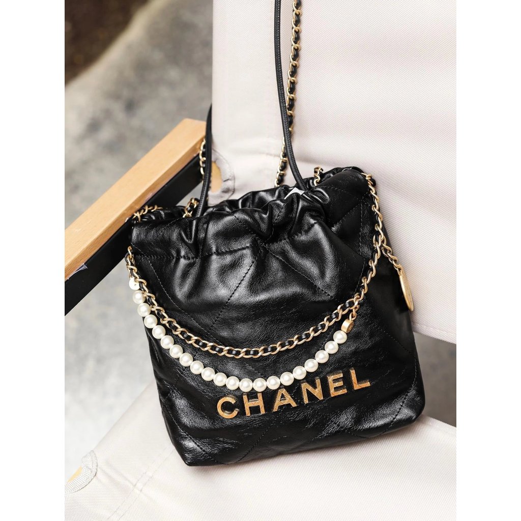 Chanel C Home 23SS Chanel C Flow Mini 22 ถุงขยะมุก