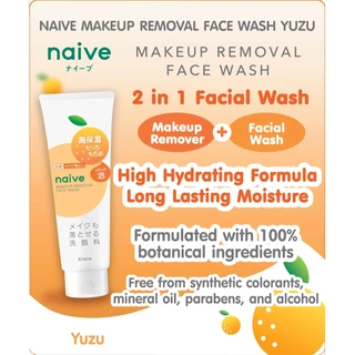 MORITOMO Official - NAIVE Makeup Removal Face Wash Yuzu 180 g / โฟมล้างเครื่องสำอางและทำความสะอาดผิวหน้า ส้มยูซึ