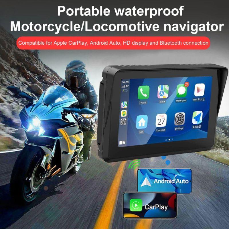 Graph Rider Motorcycle Navigation Q5S 5 Inci GPS Carplay Tanpa Wayar Android Auto DVR Monitor Motosi