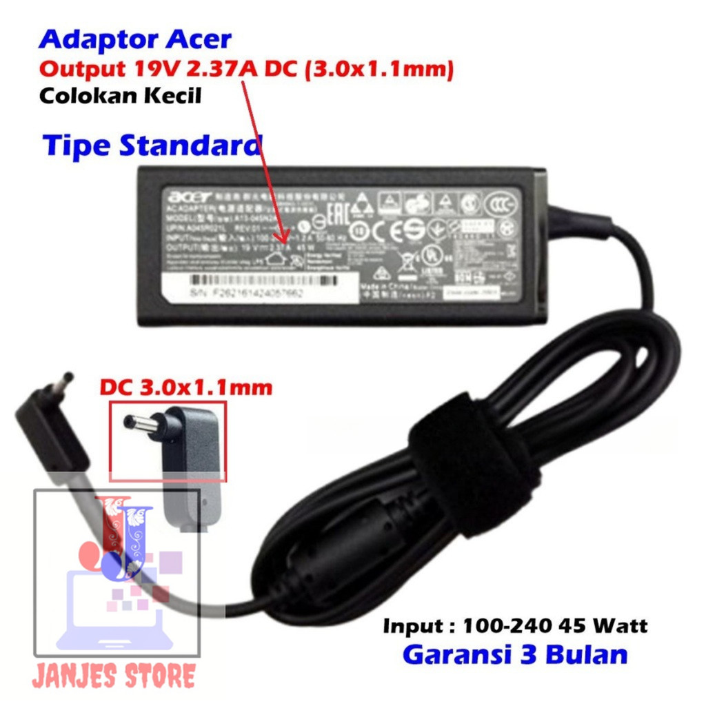 ACER ADAPTER 19V 2.37A (3.0x1.1 มม.ปลั๊กเล็ก) A314-22 A315-22 A315-23 A315-34 A514-52 A514-53 A514-5