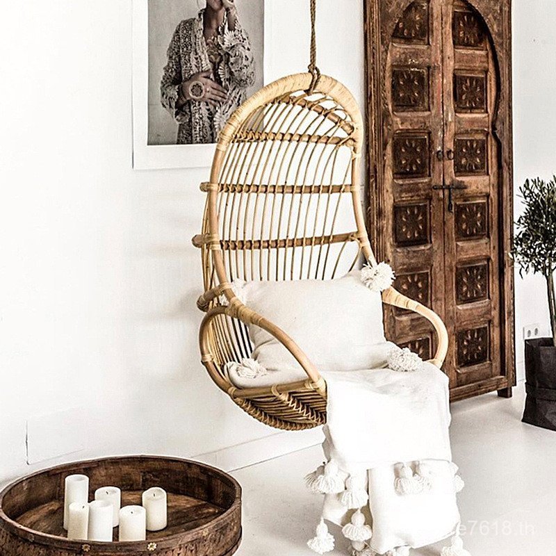 เก้าอี้หวาย Sunshine Room ในร่มหวายจริง Influencer โรงแรม Swing แขวนเก้าอี้ Courtyard Nordic ระเบียง