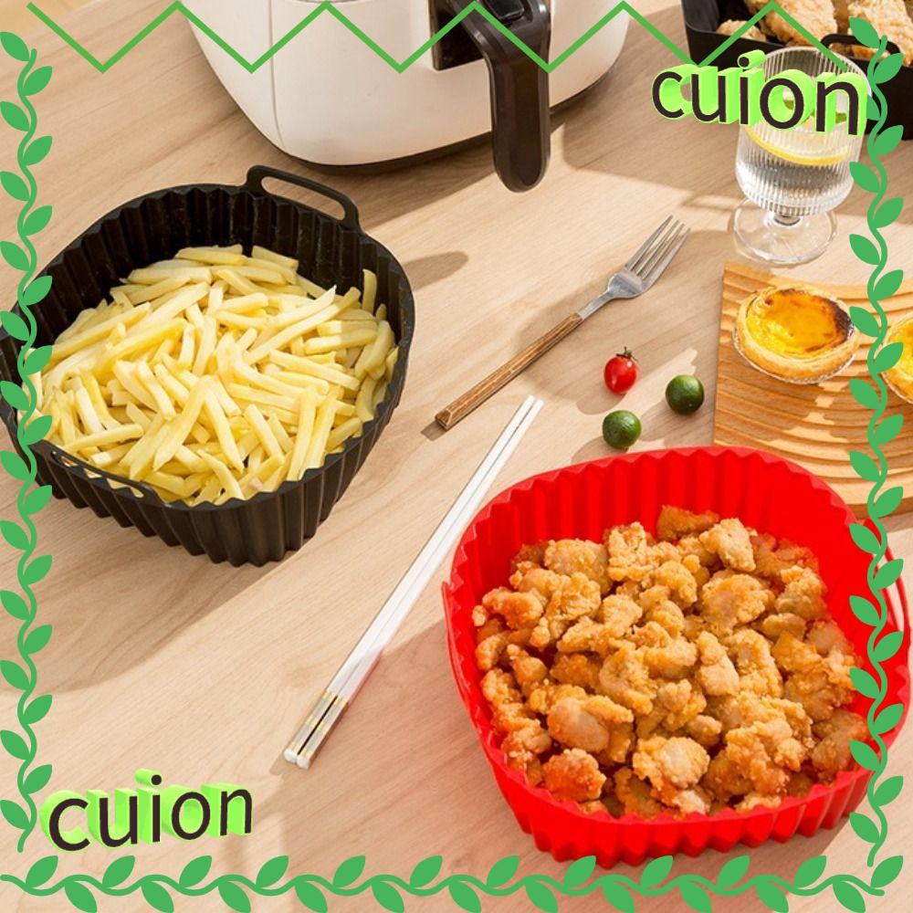 CUION1413 ซิลิโคน Air Fryer Liners พร้อมที่จับสีดําสีแดงเตาอบ Liner, Air Fryer อุปกรณ์เสริมสําหรับ 4