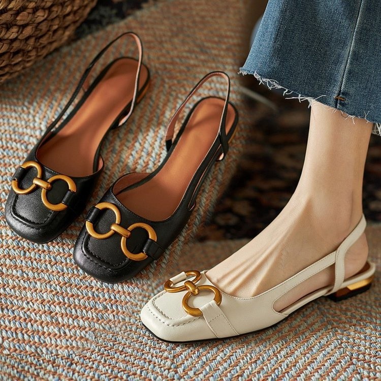 OP2 Sling Back Shoes Mules Half Shoes Square Toe