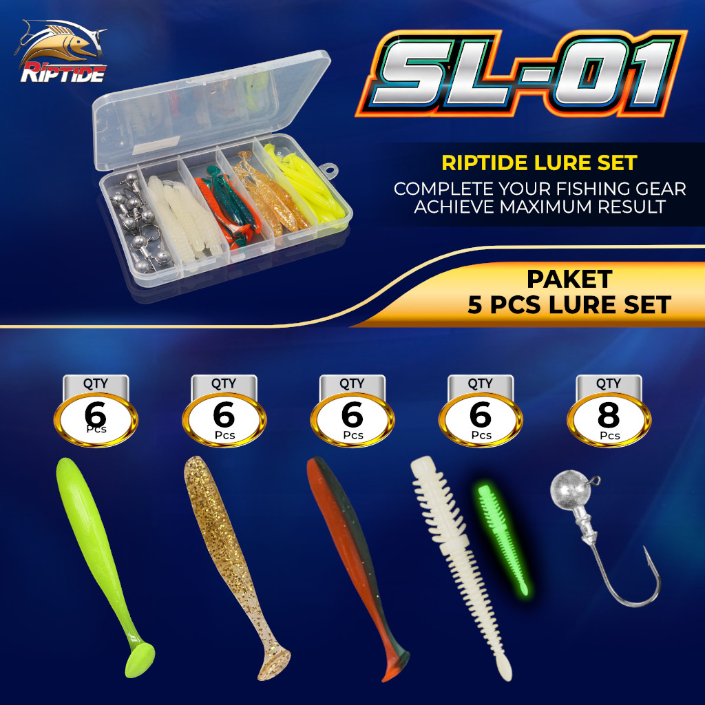 RIPTIDE 1 Set Box เหยื่อตกปลา Soft Lure SL-01 | SL-02 | SL-03 | SL-04 | สล-05 | SL-06 | สล-07 | SL-0