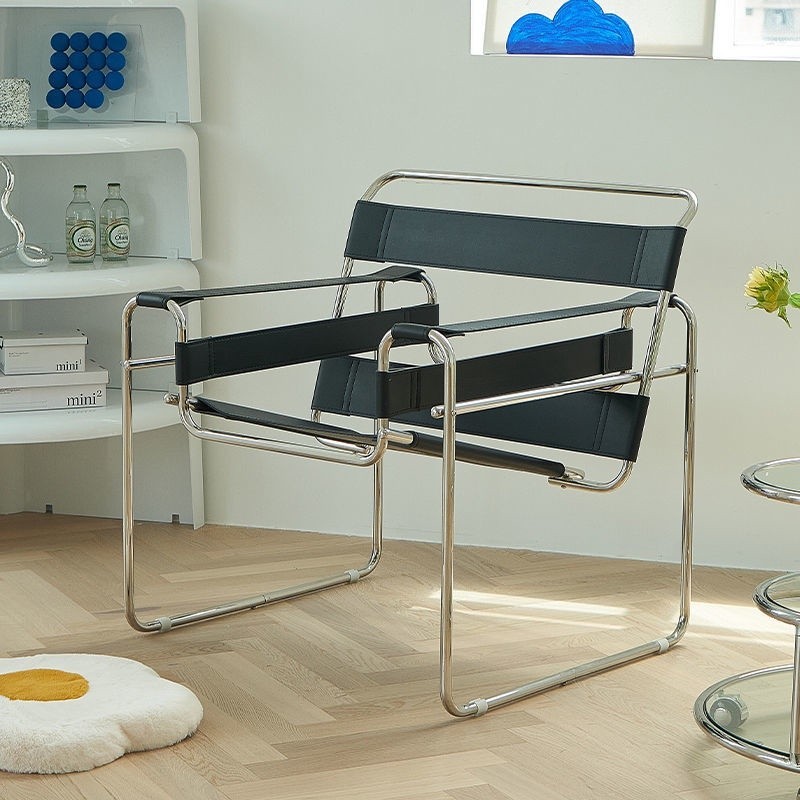 Single Sofa Chair Wassily Chair Designer Lounge Chair Stainless Steel Saddle Leather Living Room Stu