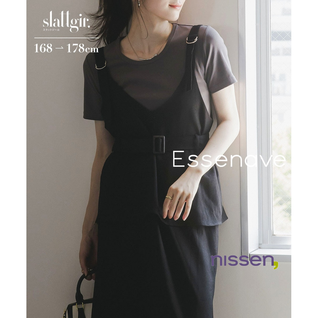 Direct from Japan Nissen_ จั๊มเปอร์กระโปรงเพพลัม สำหรับสาวสูง (Tall Size) หรูหรา & น่ารัก คอวีสวย ผ้