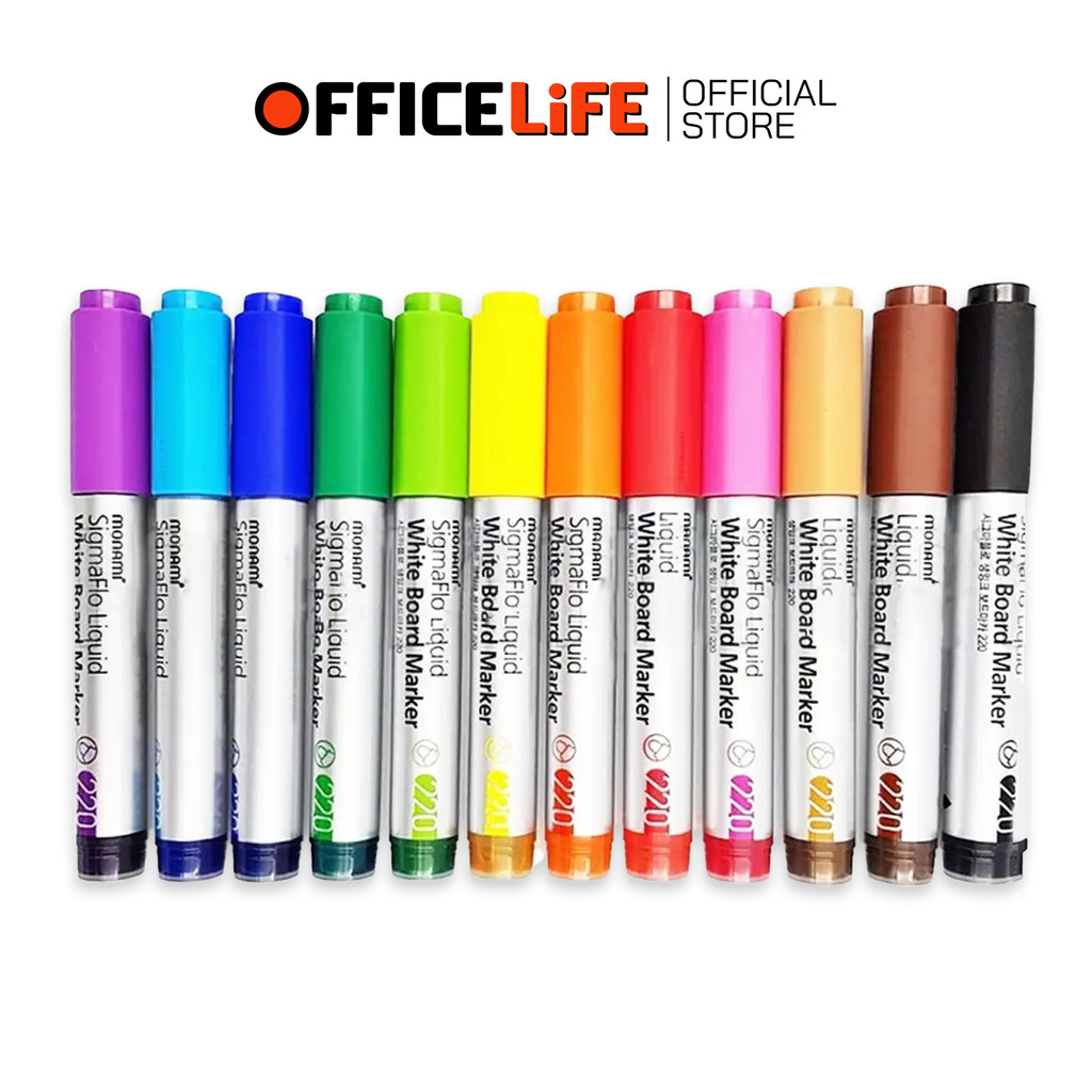 Monami (โมนามิ) Whiteboard ปากกาไวท์บอร์ด แบบลบได้ SigmaFlo Liquid Marker รุ่น 220 แบบหัวกลม ( 1 ด้า