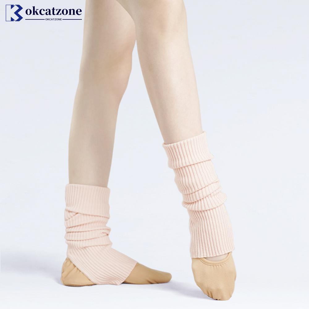 OKCATZONE หญิงสาวเต้นรําขาอุ่นถักบัลเล่ต์ขาอุ่นถุงเท้าบัลเล่ต์สําหรับเต้นรําทุกวันสวมใส่ Gym ฟิตเนสเ