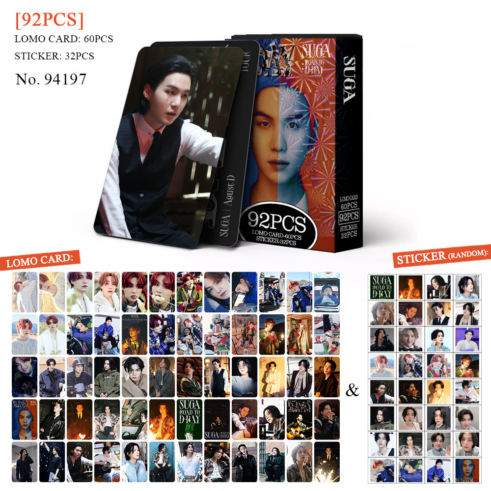 30-92pcs SUGA ROAD TO D-DAY Lomo การ์ดการปล่อยเต้นรํา V Layover JIMIN JUNG KOOK Kim SOLO สติกเกอร์ J