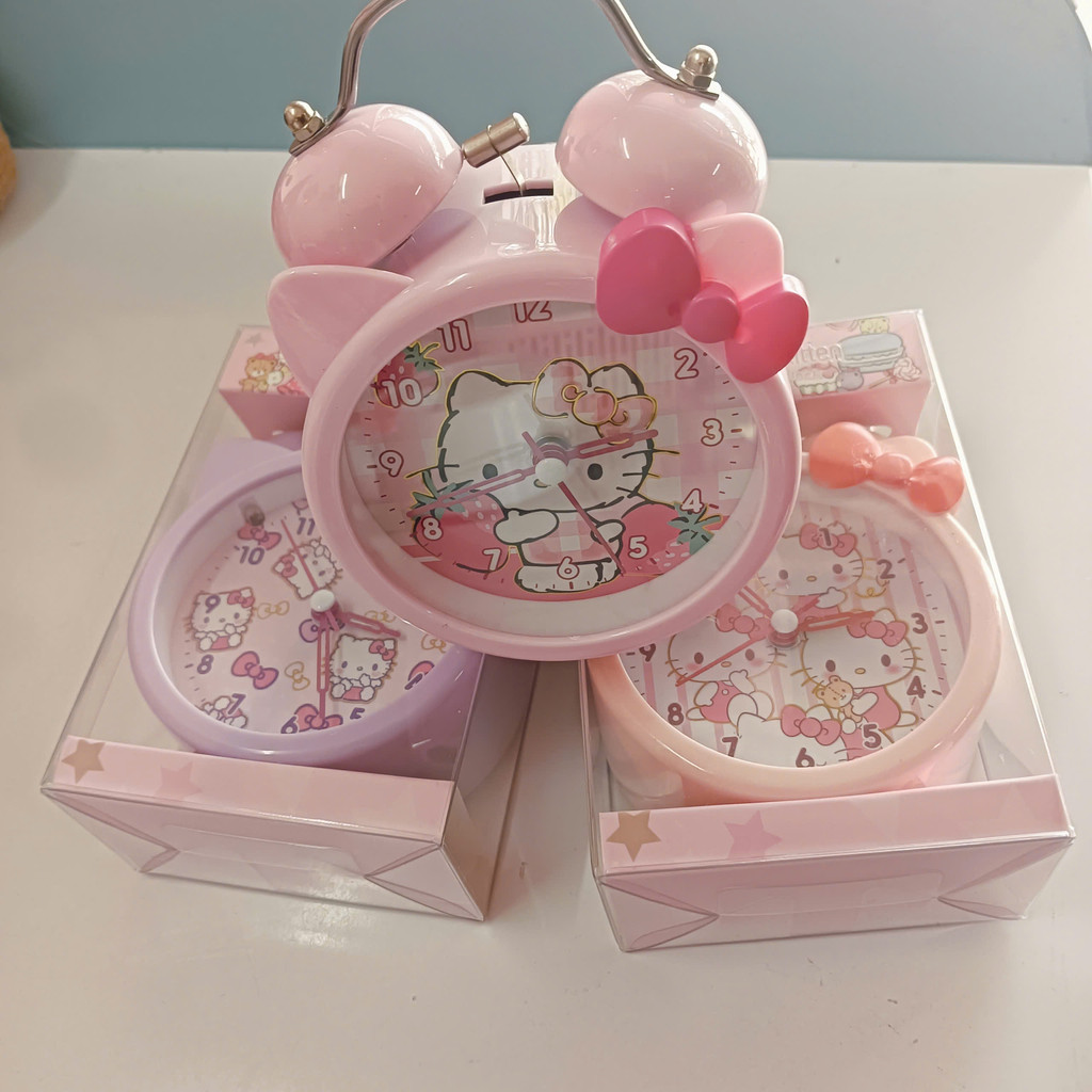 น่ารัก PINK KITTY ALARM CLOCK HELPS KIDS RIGHT TIME TO DECORATE STUDY CORNER