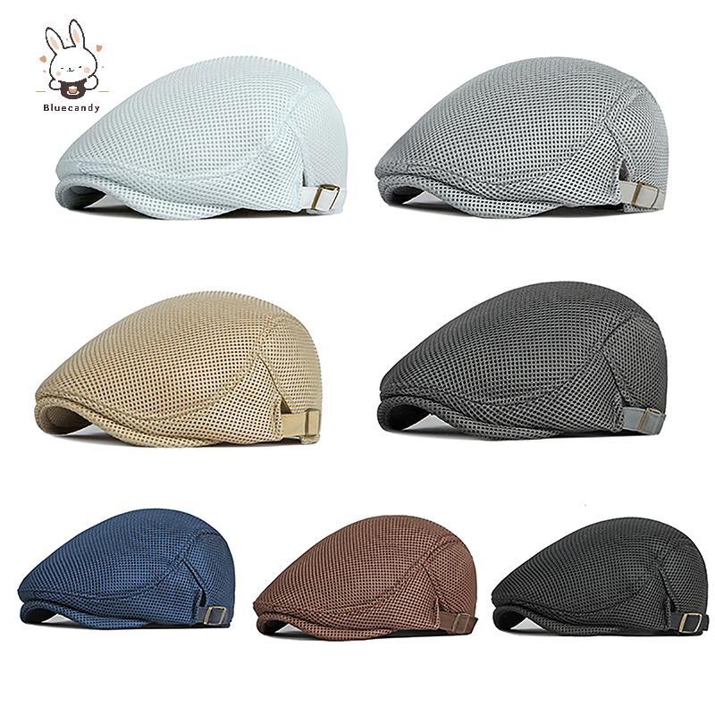 [Bluecandy] ผู้ชายหมวก Beret ลําลอง ระบายอากาศ ตาข่ายแบน สําหรับฤดูใบไม้ผลิ ฤดูร้อน ฤดูใบไม้ร่วง ใส่กอล์ฟ 1 ชิ้น