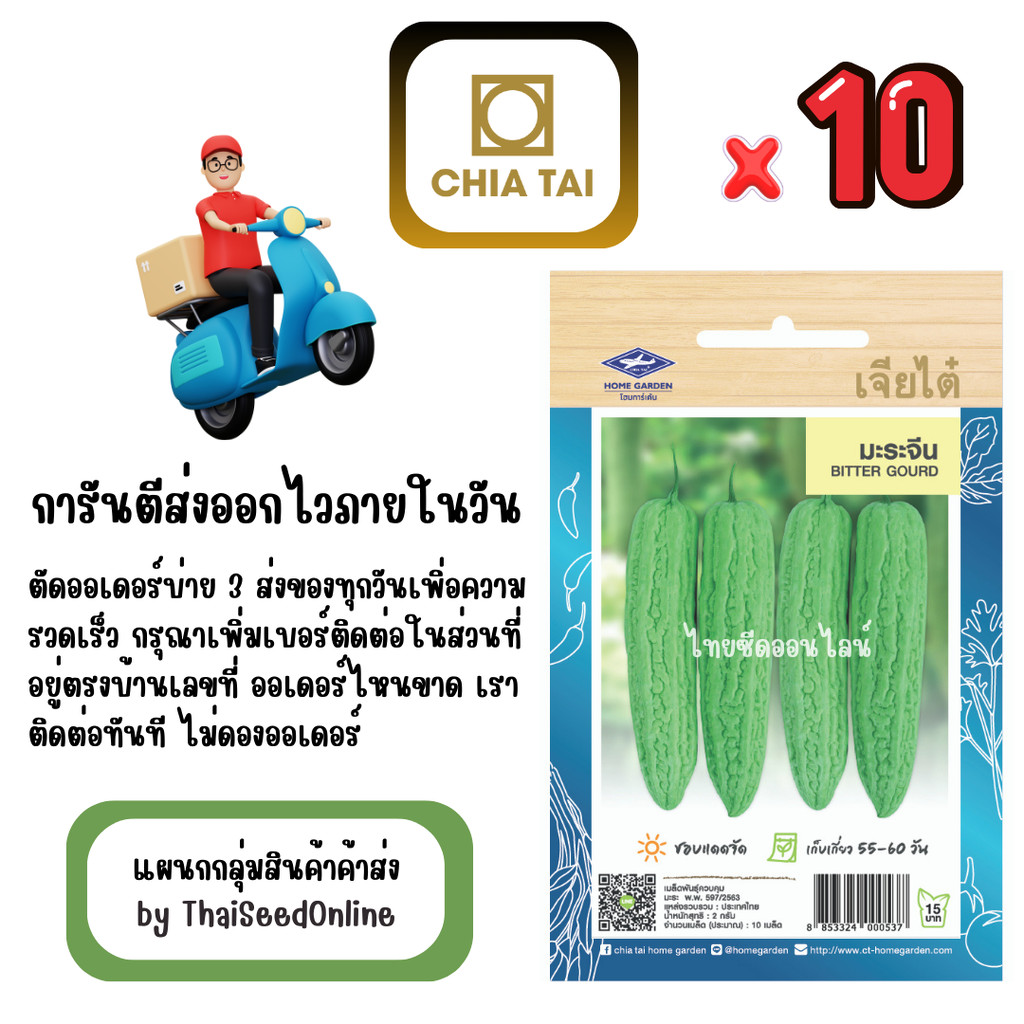 เจียไต๋ CTOP x 10 เมล็ดผักซองเจียไต๋ มะระจีน สินค้ายกแพ็ค