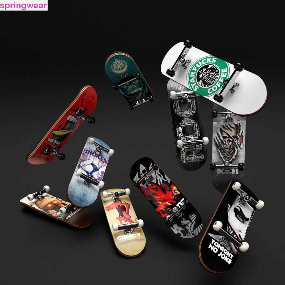 SPRINGWEAR สเก็ตบอร์ดนิ้วเด็กสะสมs ของเล่นโต๊ะพลาสติก Mini Skateboard Finger Scooter Surfing ของเล่น