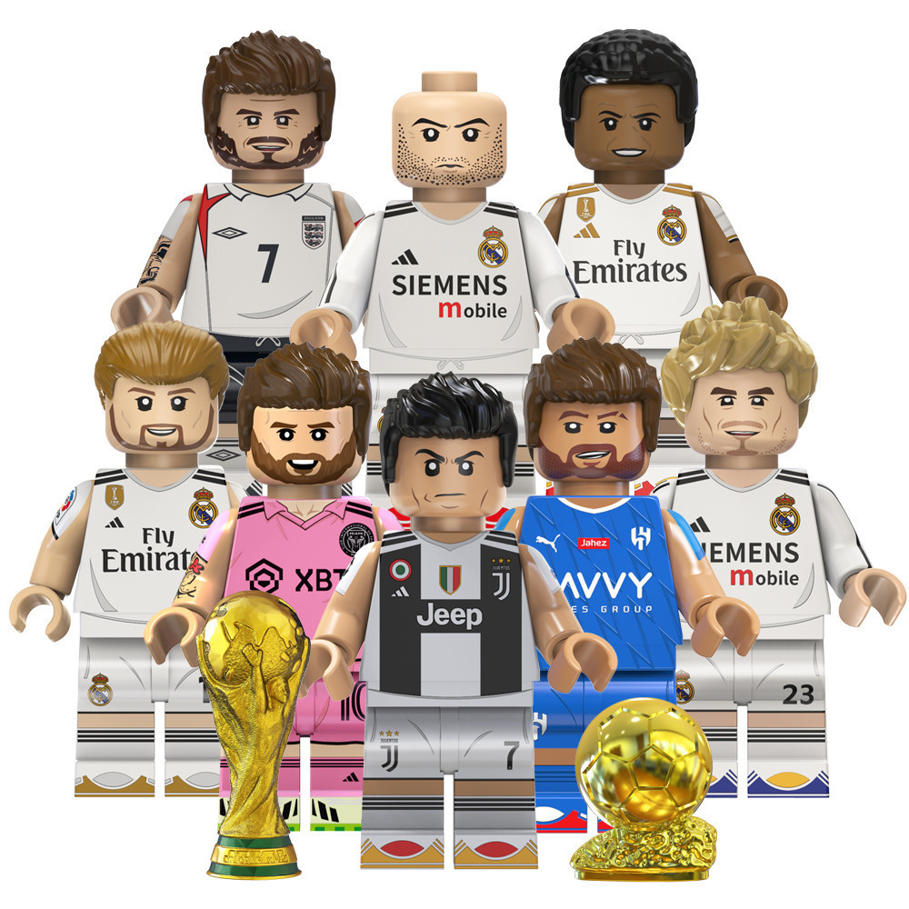 Football Star Harland Belling Hambapper Beckham Zidane Messi Ronaldo C Luo Building Block ตุ๊กตาของเ