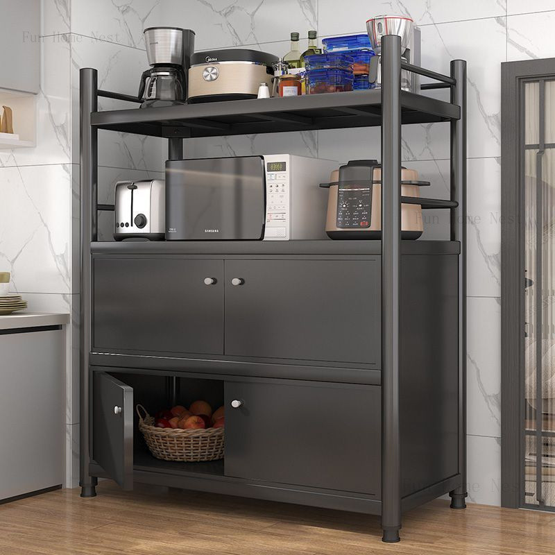 Kitchen Cabinet Rack Kitchen Storage Rack With Doors Rak Dapur Utility Shelf Home Kitchen Rack 调料置物架