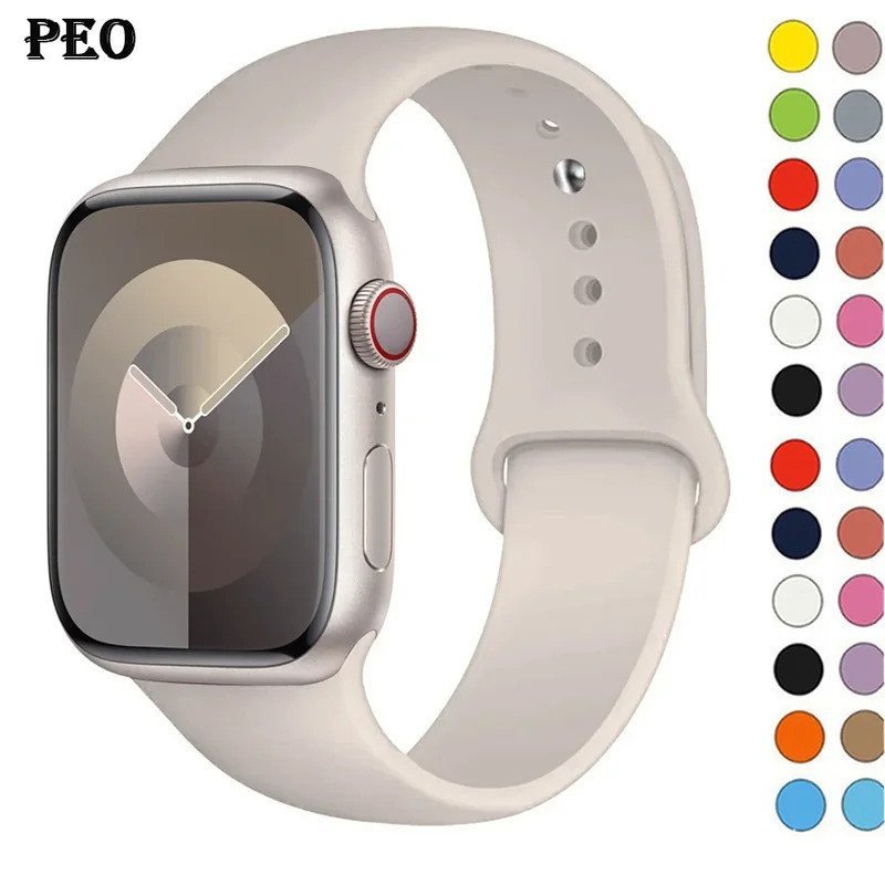 สายซิลิโคนสําหรับสาย Apple Watch 44 มม.45 มม.40 มม.41 มม.42-38 มม.45 มม.สร้อยข้อมือกีฬา iwatch series 8 7 6 5 4 3 SE 9 Ultra 2 49 มม.