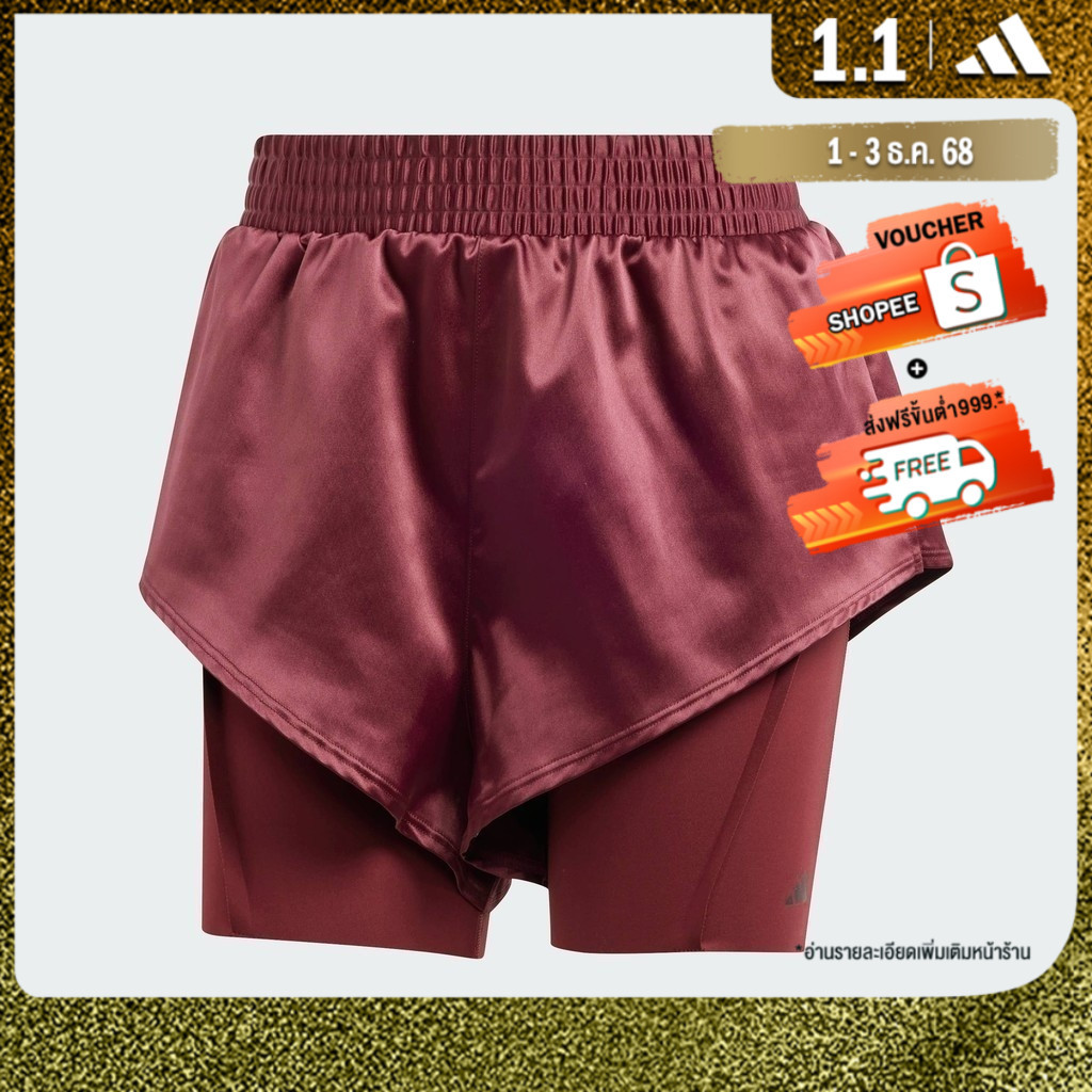 adidas Gym & Training กางเกงขาสั้นดีไซน์ทูอินวัน PrimeLift AEROREADY ผู้หญิง สีแดงเบอร์กันดี IL9448