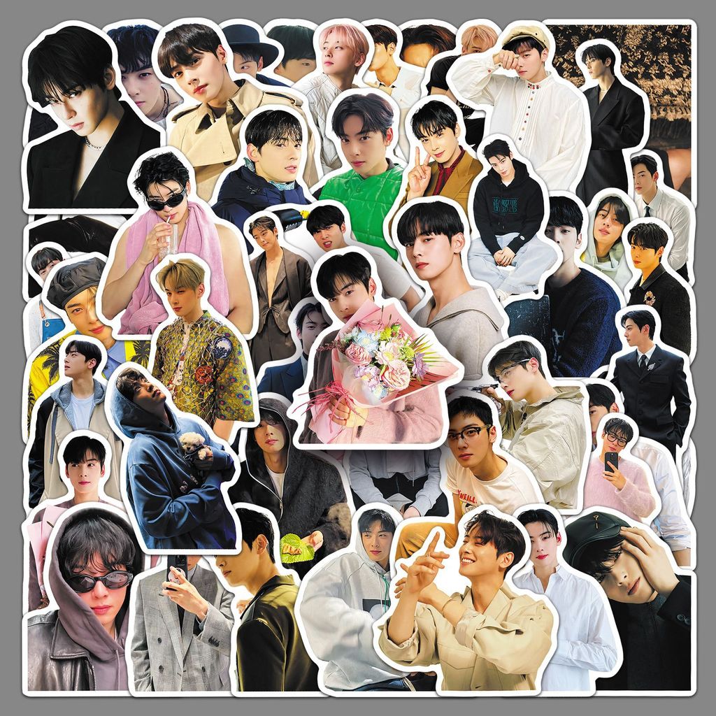 50 แผ่น Cha EunWoo สติกเกอร์ Cha EunWoo เฉพาะ Star คู่มือเคสโทรศัพท์โน้ตบุ๊ค Cross-Border สติกเกอร์ข