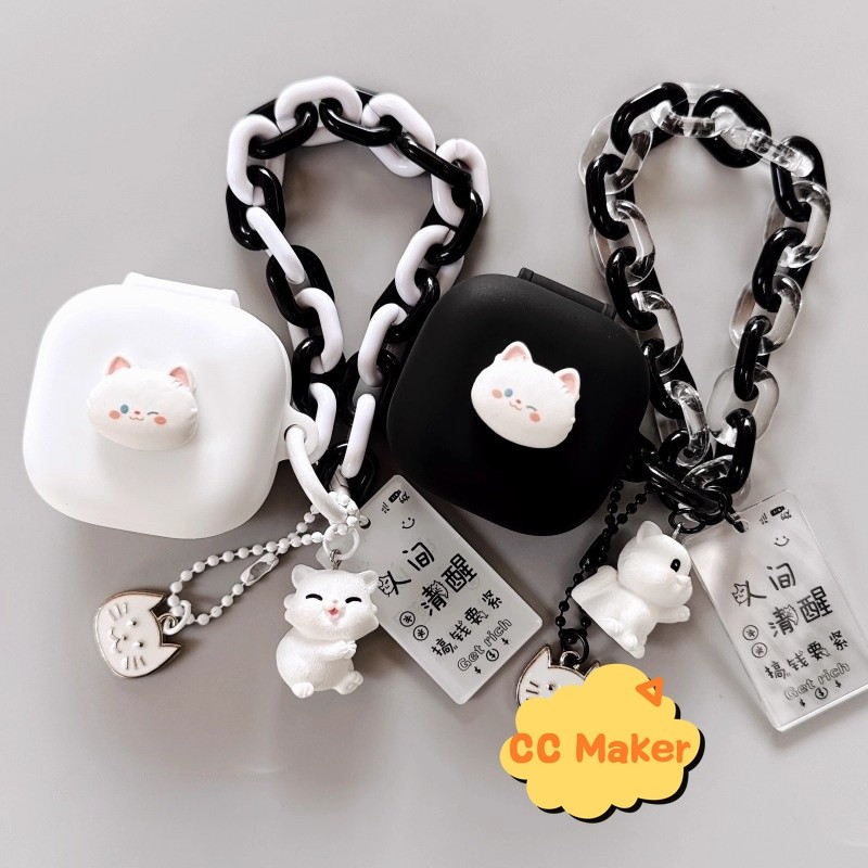 for 1MORE Ear Clip S12 Case Suitable for 1MORE S12 Silicone Soft Case Cute Cat Bracelet Keychain Car