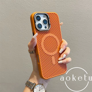ตาข่ายกระจายความร้อนวงเล็บโลหะระบายอากาศเคสโทรศัพท์แม่เหล็กเหมาะสําหรับ ไอโฟน 11 12 13 14 15 16 มือโปร สูงสุด รวมทุกอย่างซิลิโคนป้องกันการตกปกแข็ง