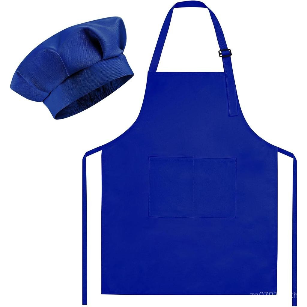 Morcheiong Kids Chef Hat and Apron Set, Adjustable Children's Painting Apron and Chef Hat with 2 Poc