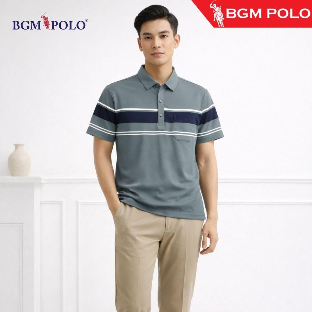 BGM POLO COLLAR เสื้อยืด STRIPED 4607 พร้อม POCKET-BP-CS481S4607-MNCNCTW