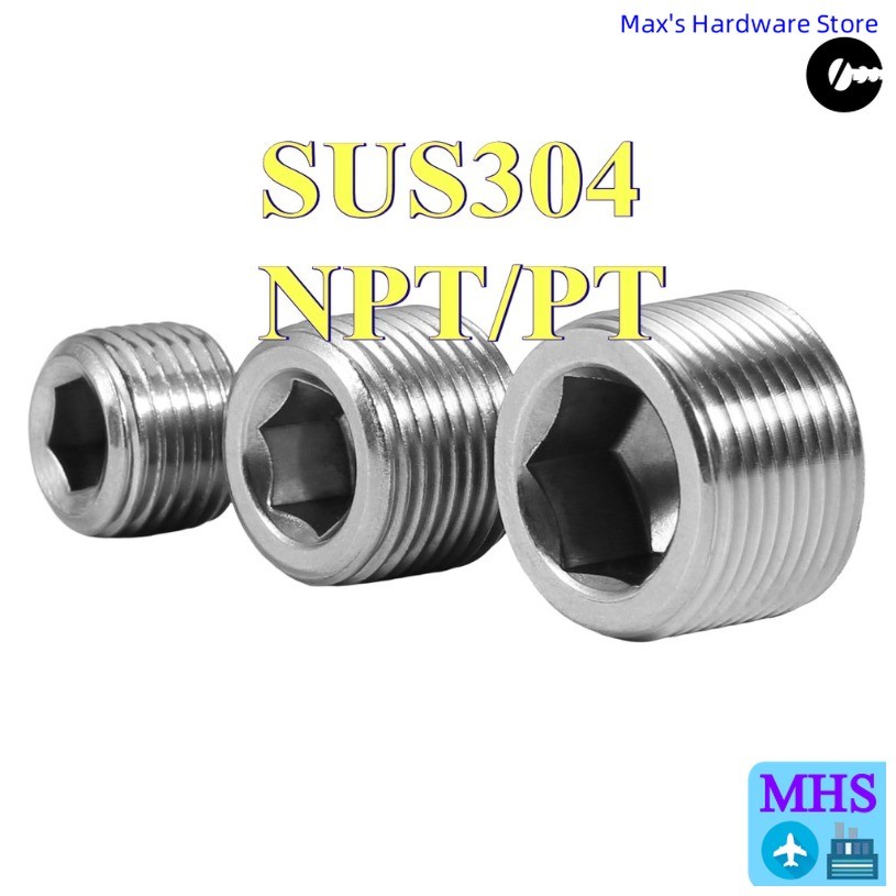 จัดส่งด่วน ปลั๊กหกเหลี่ยมสแตนเลส 304 NPT/PT ปลั๊กตุ๊กตาลวดด้านนอก 2RC ปลั๊กคอท่อ NPT ปลั๊กน้ํามัน [M