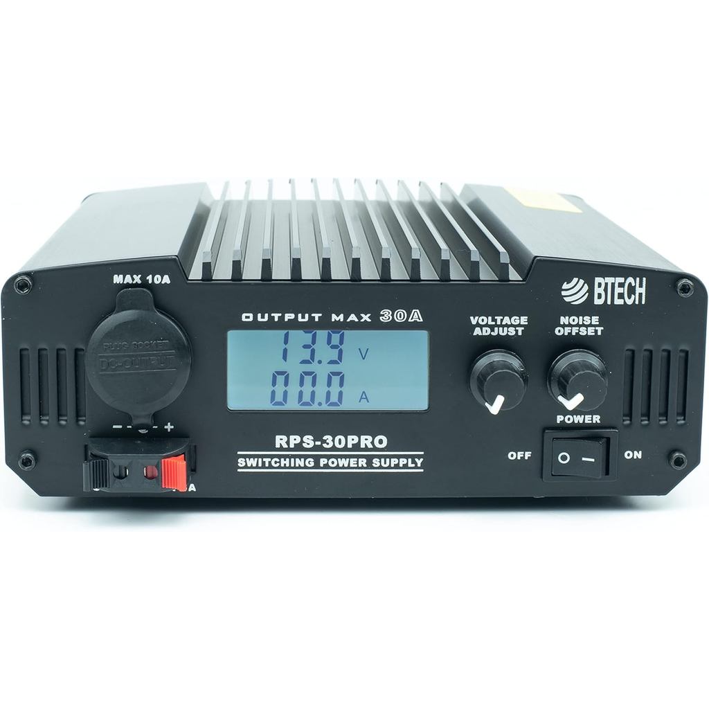BTECH RPS-30PRO 30 Amp Regulated Universal Compact Bench Power Supply, AC-to-DC Power Converter, 13.