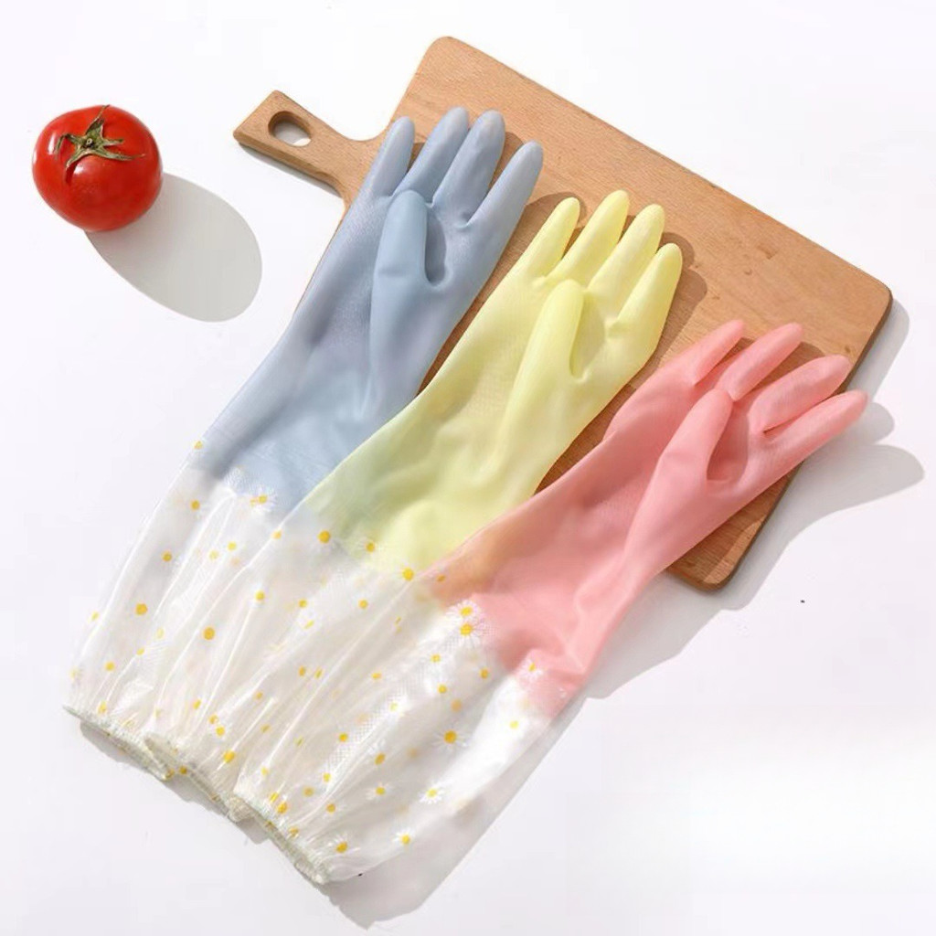 ถุงมือล้างจานกันความร้อน ถุงมือทำความสะอาด GOODHOME วัสดุ PVC ทนทาน ป้องกันลื่น สีชมพู – โปรปัง