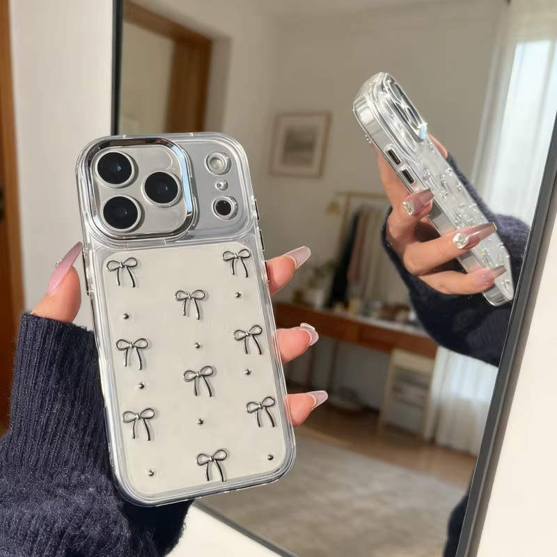 เคสโทรศัพท์มือถือ กันกระแทก ประดับโบว์ 3D สไตล์เกาหลี สําหรับ for IPhone 17 16 14 Pro Max IPhone 11 IPhone 15 14 13 12 11 Pro Max 15 14 Plus – โปรปัง