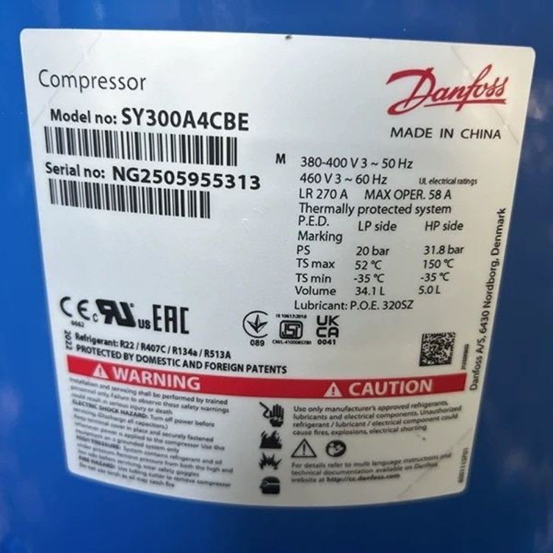 คอมเพรสเซอร์ Danfoss 25 แรงม้า รุ่น CH290A4BBA, SY240A4CBE, SY300A4CBE, SY380A4CBE