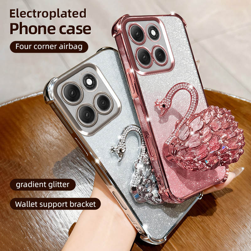 ขาตั้งกันกระแทกเคสใสสําหรับ Motorola G77 G67 5G ซิลิโคนใสน่ารัก Sparkle Glitter พร้อมที่วางโทรศัพท์