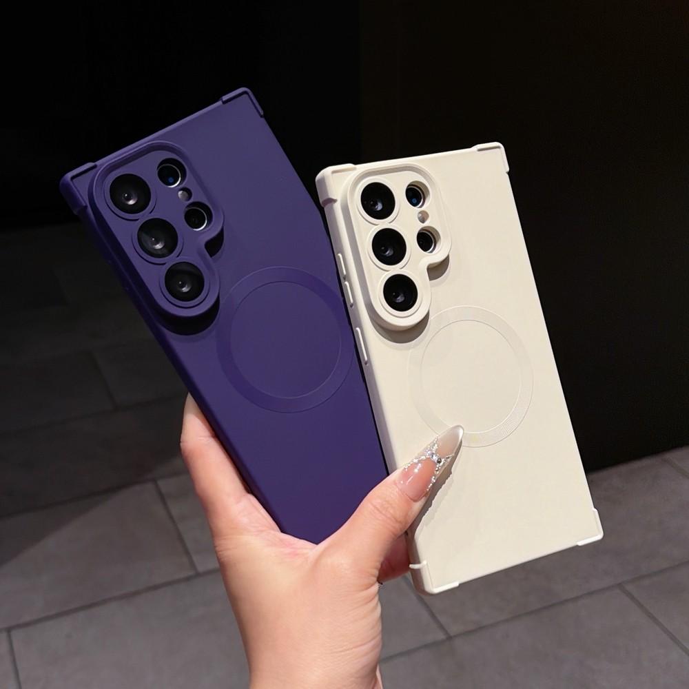 ถุงลมนิรภัยตรงกันกระแทกขอบเคสโทรศัพท์แบบนุ่มสําหรับ Samsung Galaxy S26 S25 S24 Ultra S26 + Smooth Skin ฝาครอบแม่เหล็ก
