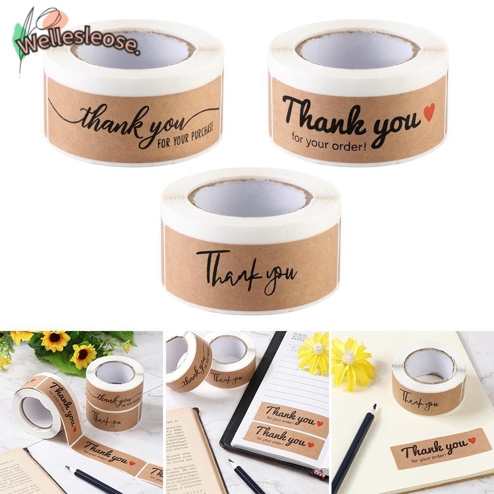 WELLE 120 ชิ้น/ม้วนขอบคุณสําหรับการสั่งซื้อของคุณสติกเกอร์สี่เหลี่ยมผืนผ้าซองจดหมายปิดผนึกเครื่องเขี