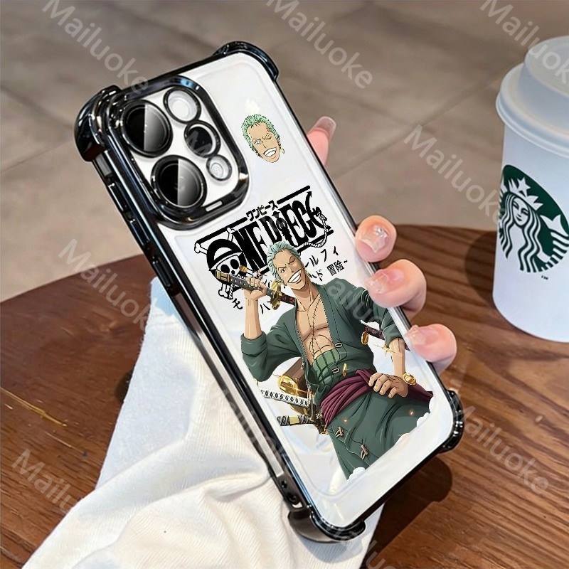 Vivo V70 5G กรณี One Piece Luffy Zoro มุมใสกันกระแทก Electroplated เคสโทรศัพท์ Soft Case