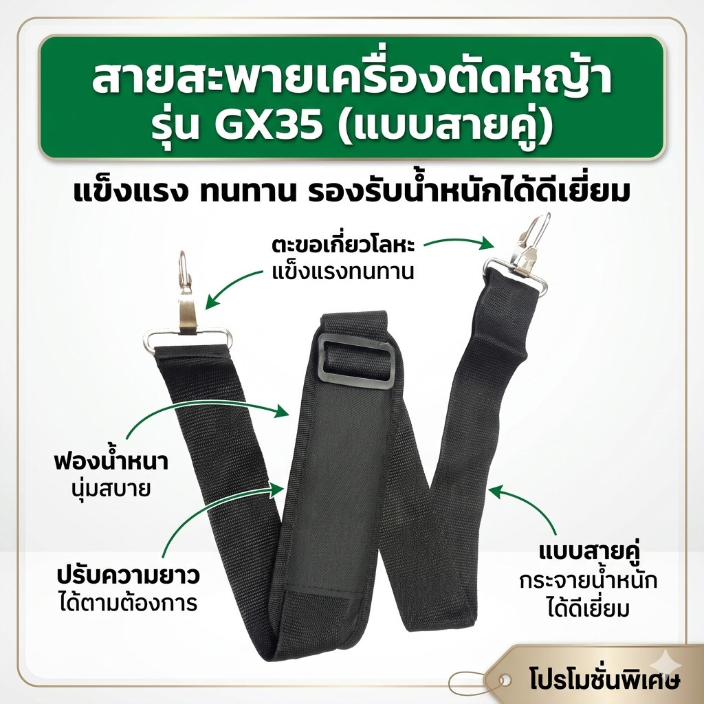 สายสะพายเครื่องตัดหญ้า รุ่น GX35 (แบบสายคู่) Byเพื่อนเกษตร888