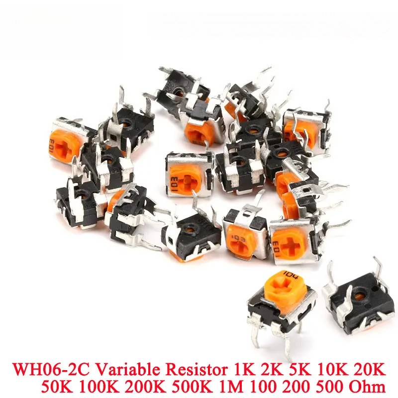 5-50Pcs WH06-2C 102 103 104 1K 5K 10K 100K 200K 500K 1M Ohm Trimmer Potentiometer Variable Resistors