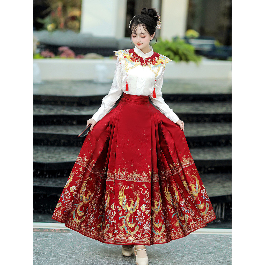 Ning Zixuan (Fengxia) Ming Made Horse Face ชุดกระโปรง Hanfu หญิง 0 Daily Commuter ใหม่จีนเครื่องแต่ง