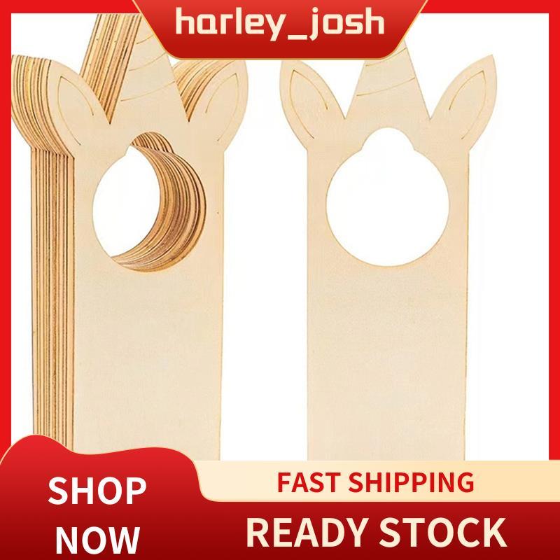 harley_josh 20PC ยังไม่เสร็จไม้ลูกบิดประตูแขวนลูกบิดประตูป้ายสําหรับภาพวาด DIY Craft Home Hotel ตกแต