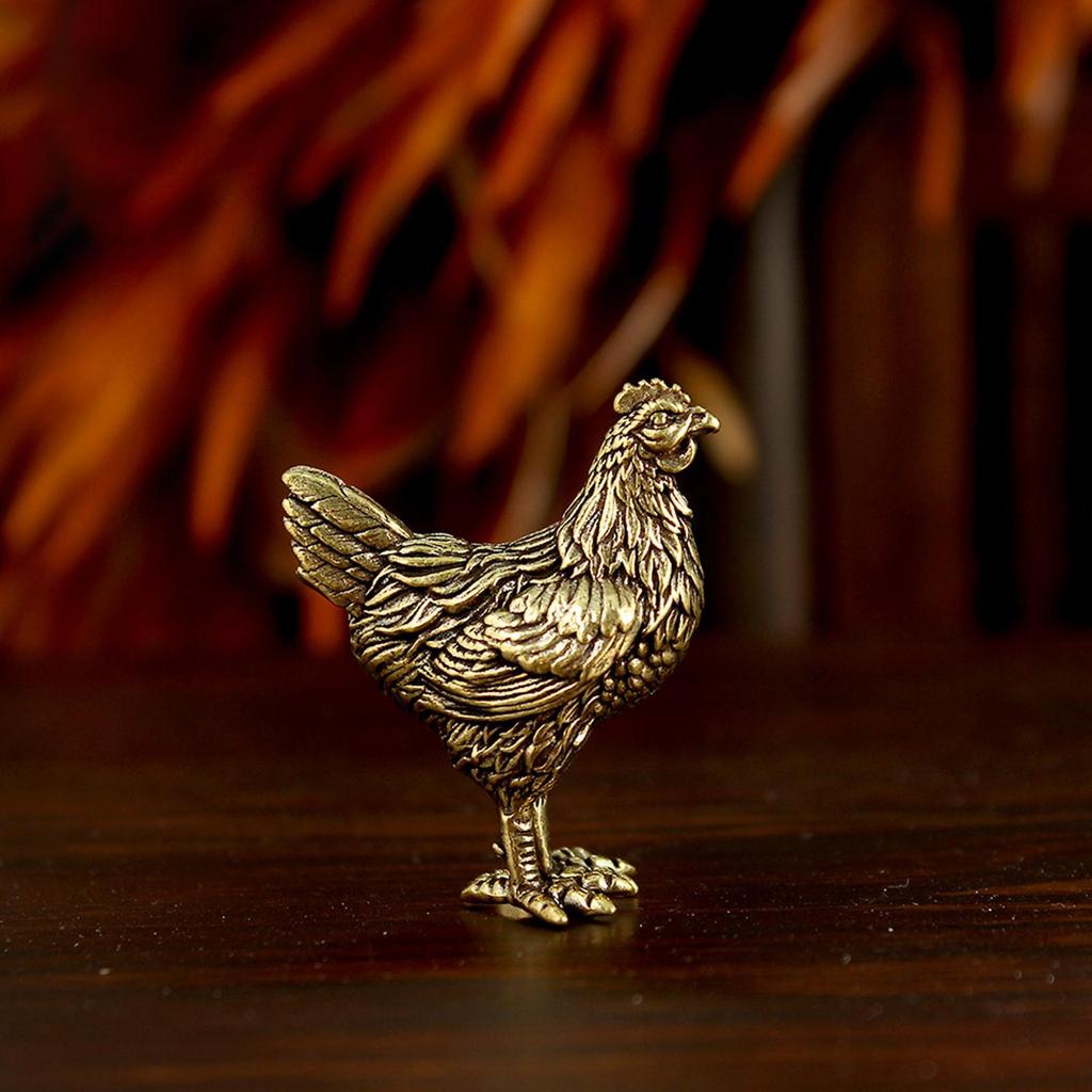 Ioensy Chicken Tea Pet Decor ตุ๊กตาทองเหลืองสําหรับ Tearoom เคาน์เตอร์ห้องนั่งเล่น Hen Shape